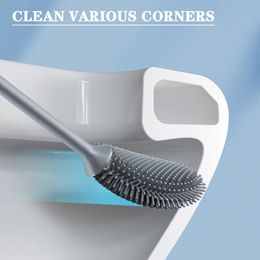Toilet Brush With Container Wall Mount Bathroom Cleaning Brush Set With Small Brush For Bathroom Cleaning