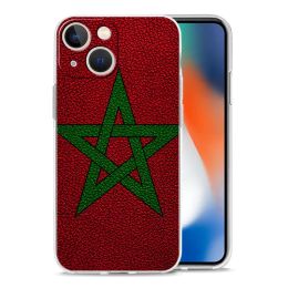 Luxury Transparent Phone Case For iPhone 15 14 13 12 11 Pro Max XS X XR 7 8 Plus Clear Shockproof Cover Morocco Flag Soccer