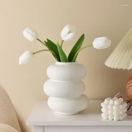 Vases Nordic Desk Art Flower Arrangement Donut Ceramic Vase Modern Living Room Insert Simulation Aesthetic Home Decor
