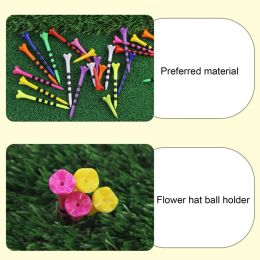 10pcs Golf Tee Ball Durable Support Tee Height Adjustable Striped Golf Tee Set with Sharp Tip Plastic Ball Holder for Golfer