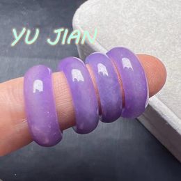 Cluster Rings Delicate Elegant Natural Jadeite Purple Circle Soft Violet Lavender Colour Jade Ring Fine Handring Noble Jewellery