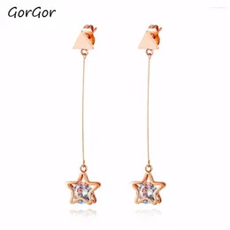 Dangle Earrings GorGor Jewellery Exquisite Star Women Elegant Dress Ladies Personality Temperament Stainless Steel TE583