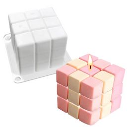 3D Geometric Cube Silicone Candle Mould DIY Creative Handmade Candle Making Craft Plaster Resin Soap Mould Cake Baking Tool