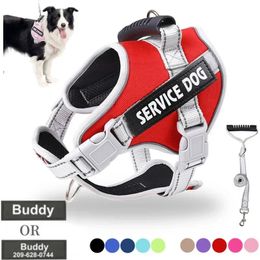 Service Dog Harness with Custom ID Tag Adjustable Vest Leash for Large Dogs Outdoor Training Accessories 240328