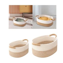 Rope Woven Baskets for Organising Woven Rope Storage Basket Multifunctional Toy Basket for Desktop Nursery Office Bathroom Books