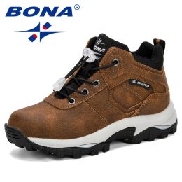 Sneakers BONA Boys Girls Fashion Sneakers Children School Sport Trainers Synthetic Leather Kid Casual Skate Stylish Designer Shoes Comfy