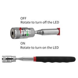 Telescopic Magnetic Pen Mini Portable Magnet Pick Up Tool with LED Light Extendable Pickup Rod Stick Pick-Up Device