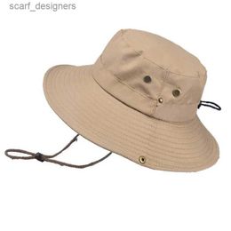 Wide Brim Hats Bucket Hats Men Women Summer Wide Brim Travel Sunscreen Fishing UV Outdoor Sport Clim Cap Foldable Breathable Hole Sun Fisherman Hat A18 Y240409