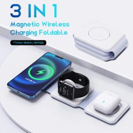 Chargers 3 in 1 Wireless Charger for iPhone Magnetic Foldable Charging Station Travel Charger Multple Devices for iPhone AirPods iWatch