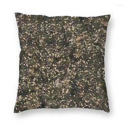 Pillow Black Gold Metallic Cowhide Texture Cover 40x40 Decoration Printing Skin Leather Hide Throw For Sofa Double Side