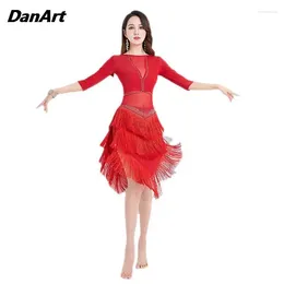 Stage Wear Sexy Dress Women Oriental Dance Performance Suit Diamond Tops With Tassel Skirt Belly Practice