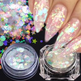 Glitter TCT077 Christmas Glitter White Color With purple red Light Iridescent Mix Shape Mix Size For Nail Art Glitter Makeup Facepaint