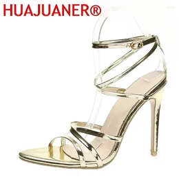 Sandals Fine High Heels Footwear Cross-tied Ankle Strap Summer Shoes Women 2024 Female Sexy Party