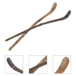 Spoons 2 Pcs Spoon Tea Stirring Bamboo Coffee Mixer Stick Tearoom Accessories Wooden Stirrers Scoop Natural Craft Gift