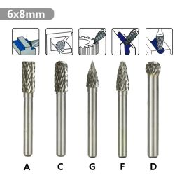 XCAN Rotary File Set 6mm Shank Carbide Burrs Type A C D F G Double Cut Rotary Burr for Metal Wood Milling Hand Tools