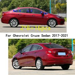 For Chevrolet Cruze Sedan 2017-2021 Car PC Material Pillar Post Cover Door Trim Window Piano Black Moulding Sticker Plate 16pcs