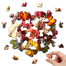 Wooden puzzle Valentine Flower Gift box Exquisite Valentine's Day gift Irregular animal shape puzzle Christmas gift adult stress