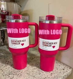 Mugs Cosmo Pink Tumblers Taret Red Parade Flamino Cups H2.0 40 oz cup with handle straw coffee Water Bottles with X Copy With 40oz Valentines Day ift L49