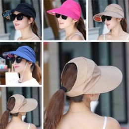 Summer Hats For Women Foldable Sun Hat Pearl Flower Visor Suncreen Floppy Cap Female Outdoor wide-brimmed beach Baseball Caps