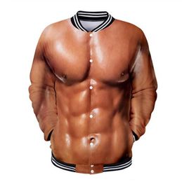 Bomber Jacket Men Fake Muscle 3D Print College Baseball Jacket Sudadera Hombre Streetwear Harajuku Sweatshirt Hoodie Funny Tops7029122