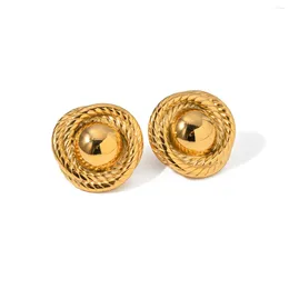 Stud Earrings Youthway 18K Gold Plated Stainless Steel Threaded Textured Ball Tarnish Free Charm Jewellery For Women