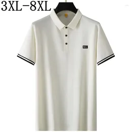 Men's Polos 8XL 7XL 6XL 2024 Summer High End Cotton Breathable Shirts For Men Casual Mens Polo Shirt Short Sleeve Lapel Homme