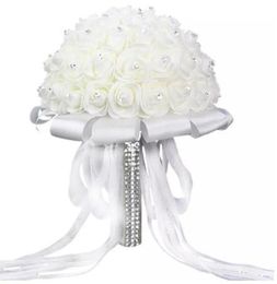 Wedding Flowers Accessories Bouquets Hand Made Rose Flower Rhinestone Bridesmaid Bridal Bouquet De Mariage3961510