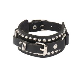 PU Leather Bracelet Punk Goth Studded Spike Rivet Buckle Wristband Cuff Bangle Black Gothic Steampunk for Men Women Accessories