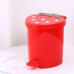 1Pcs Pink Plastic Trash Can Wastebasket Garbage Container Mini Portable Dustbin Strawberry Home Supplies Dustbin