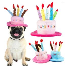 Dog Apparel Cats Birthday Caps Adjustable Corduroy Colorful Candles Decor Hat S/M Dogs Puppy Cosplay Costume Blue Pink Headwear