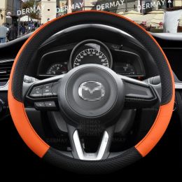 for Mazda 2 Mazda2 DY DE/DH DJ/DL Car Steering Wheel Cover PU Leather Non-slip Auto Accessories