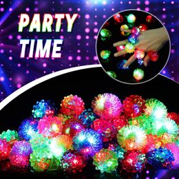 Led Rave Toy Glowing Ring Flashing Light Up Bumpy Toys Finger Lights Party Favour Blinking Jelly Rubber Rings Birthday Supplies Drop De Dhoqd