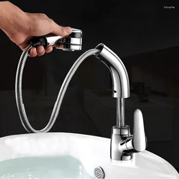 Bathroom Sink Faucets BAKALA Multi-function Mixer Pull Out Sprayer Faucet Tap 360 Degree Swivel Basin WHDY01