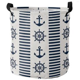 Laundry Bags Rudder Anchor Dirty Basket Foldable Round Waterproof Home Organiser Clothing Children Toy Storage