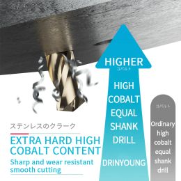 DRINYOUNGSmal Shank Steel Twist Drill High-speed Steel Milling Drill Bit Dril Equal Shank Drill Step Drill Twist Drill 12-30mm