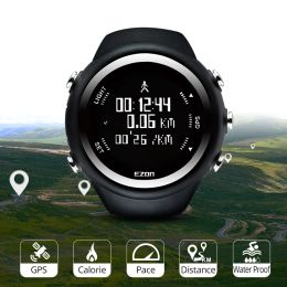 GPS Running Watch Men's Digital Sport Wristwatch with Speed Distance Pace Alarm Calorie Counter Stopwatch for EZON T031 Black