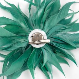 Vintage Feather Bouquet Brooch Handmade Feather Scarf Clip Pin Goose-Feather Flower Brooch Pin Scarf Buckle for Women Corsage