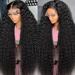 13x6 HD Lace Frontal Wig Deep Deep Human Hair Wigs 250% Curly 30 polegadas Lace Front peruca 5x5 peruca de glú. Cabelo humano pronto para usar