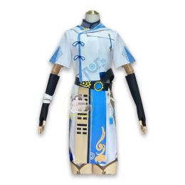 Genshin Impact Chong Yun Cosplay Costumes Uniform Clothes Chong Yun Blue Wig Anime Game Halloween Costumes for Men Game ChongYun