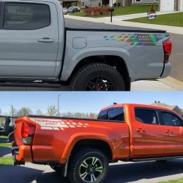 2Pcs Pickup Rear Trunk Bed Side Stickers For Toyota Tacoma TRD Graphic 4X4 Sport Decor Decals Vinyl Film Cover Auto Accessories