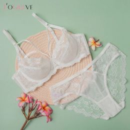 Logirlve Top Ultra-thin Underwear Set Push-up Bra And Panty Sets Hollow Brassiere Gather Sexy Bra Transparent Lace Lingerie Set