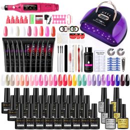 Kits Beginner Manicure sets With Top/Baset Coat For Complete Gel Acrylic Nail Semipermanent varnish Polish Polish Kit UV LED Lamp