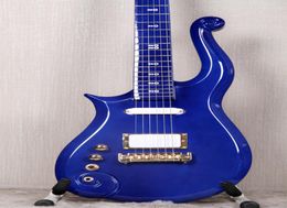 Left Handed Prince Cloud Dark Blue Black Electric Guitar Alder Body Maple Neck Gold Hardware White Pickups White Love Symbol M1311185