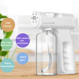 Liquid Soap Dispenser Nano Spray Machine Wireless Electric Sanitizer Portable Sprayer Disinfects Rechargeable Blue Light Atomizer