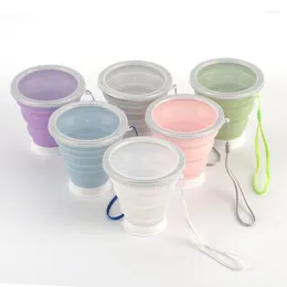 Cups Saucers 1 Piece 320ML Silicone Travel Cup Collapsible Coffee Candy Color Folding Tea With Dustproof Cover Outdoor Sports Copos