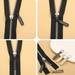 Metal Zipper Puller Tap Slider 5Pcs Diy Sewing Zipper Sliders Replacement Instant Repair Universal Zipper Head for Clothing Bag