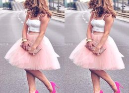 Charming Summer Knee Length Young Ladies Party Dresses Women Adult Tutu Tulle Skirt Two Pieces A Line Cheap Prom Dresses Party Wea7477556