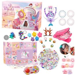 Kids Makeup Christmas Advent Calendar Box 24days Countdown Calendar Jewellery Gift Box Toys for Girls Kids Xmas Gift