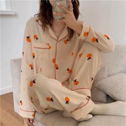 Home Clothing Alien Kitty Cotton Loose Pajamas Sets Stylish Sweet Chic 2024 Autumn Full Sleeves Printed Sleepwear Women Clothe