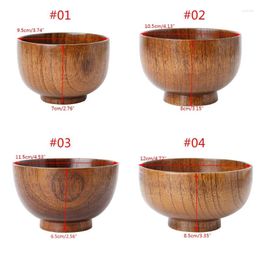 Bowls Natural Wooden Bowl Non Toxic Healthy Porridge Paste Water Container For Children Adults Salad Fruit Storage